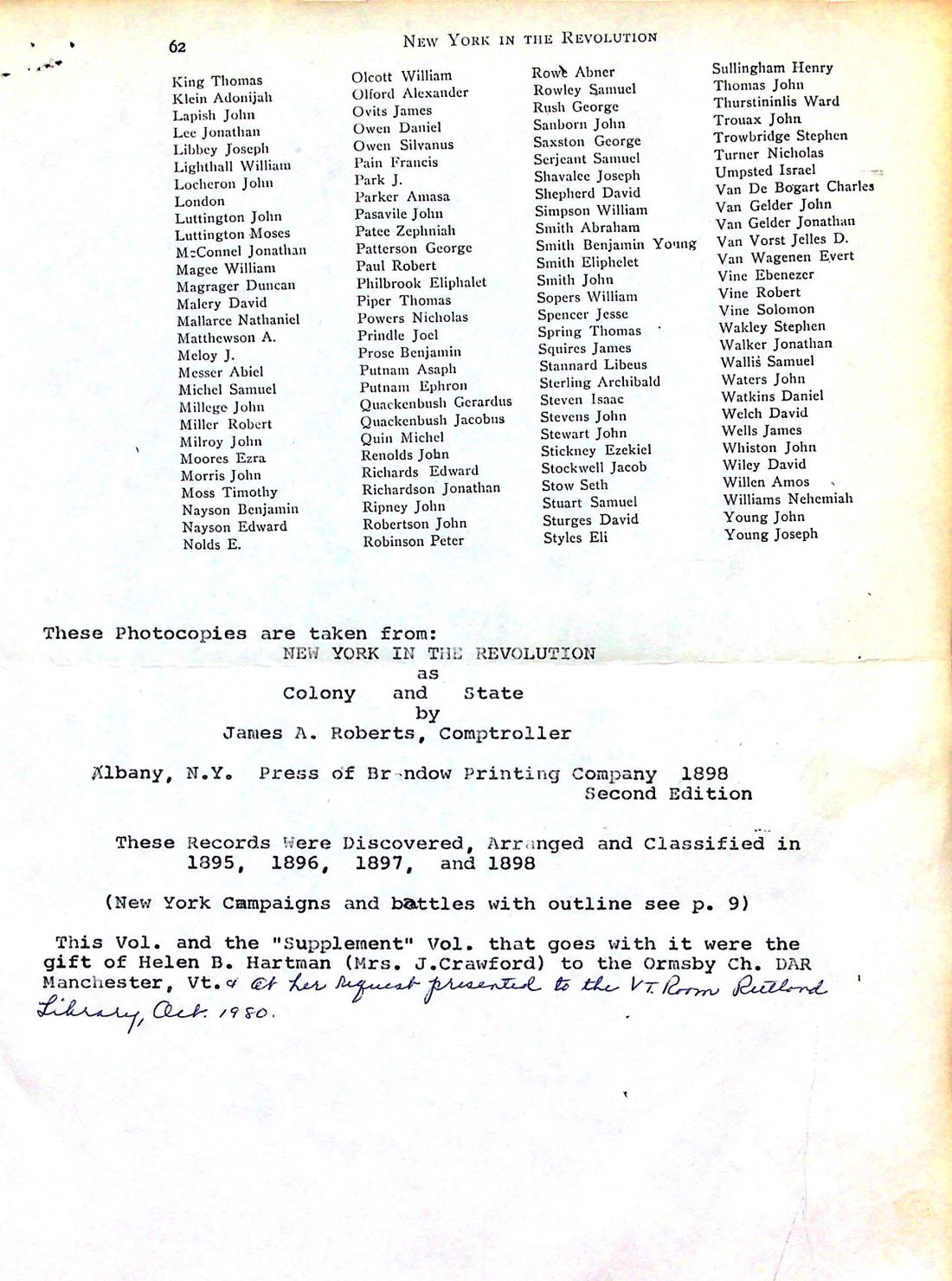 Green Mountain Boys Brown's detachment muster roll 3 annotated